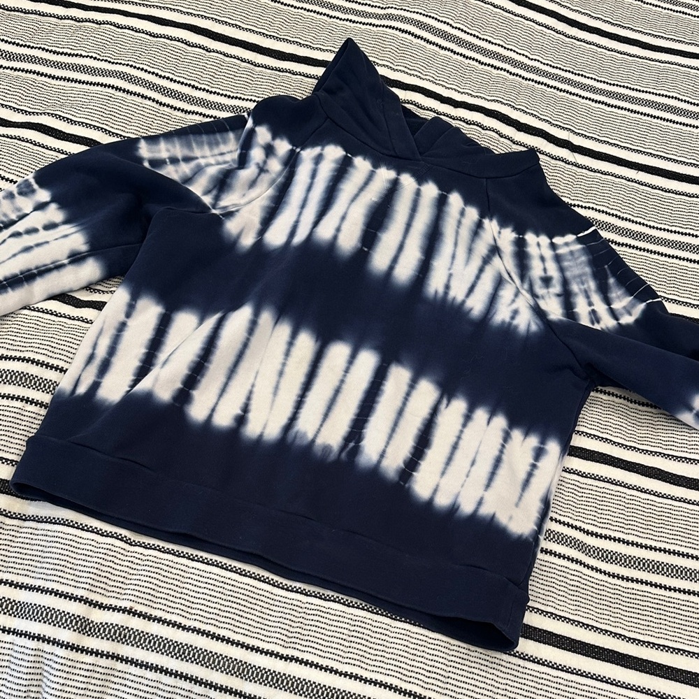 Madewell Navy and White Tie-Dye Hoodie
